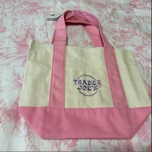 🩷 Trader Joe’s Pastel Canvas Mini Tote Bag - Pink